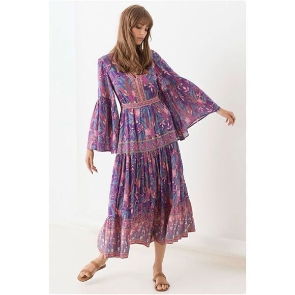 Spell & The Gypsy Collective Bianca Wisteria Purple Organic Cotton Maxi Dress - Picture 8 of 16